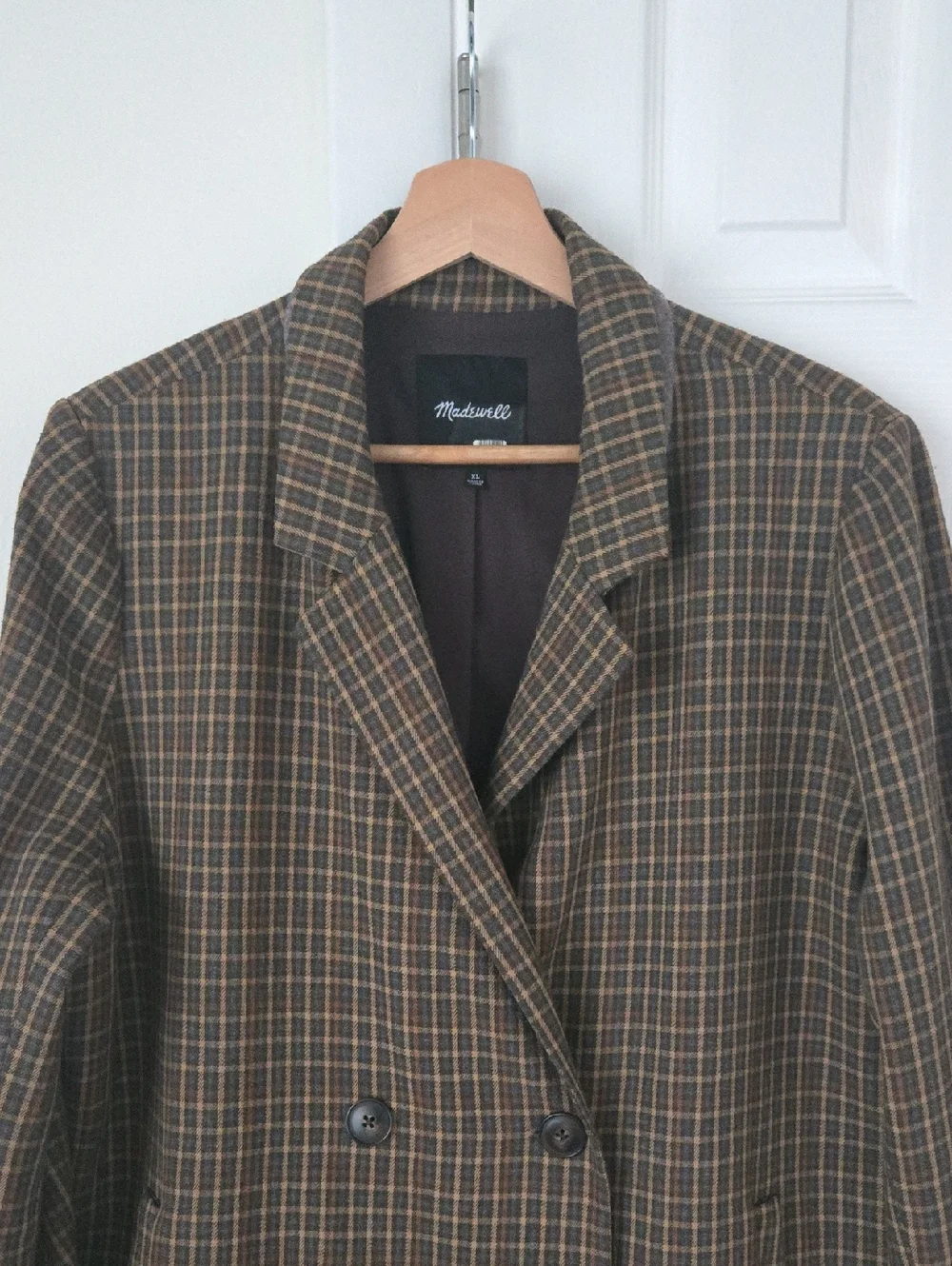 Madewell Caldwell Double-Breasted Blazer Oversized Checkered Pocket Lined NWOT